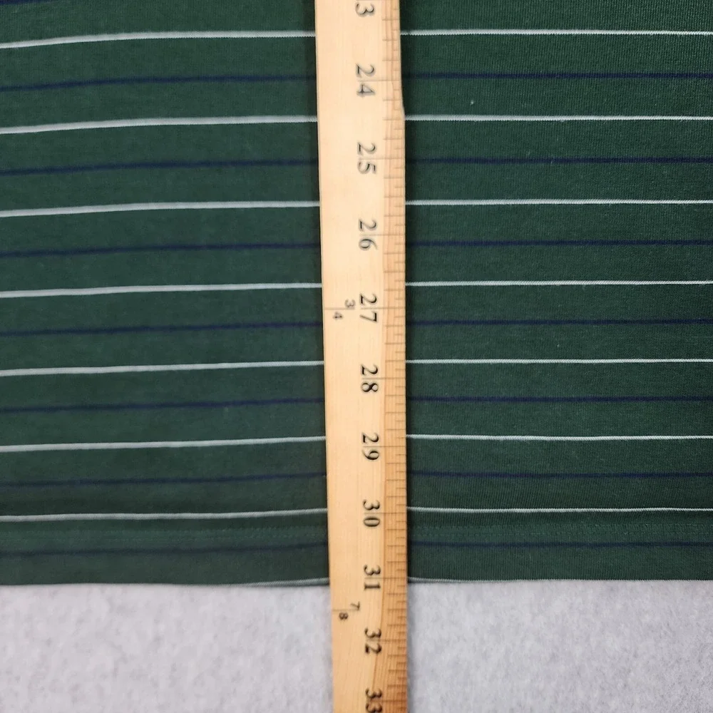 RLX Ralph Lauren Golf Polo Mens Large Green White Blue Striped Performance Shirt